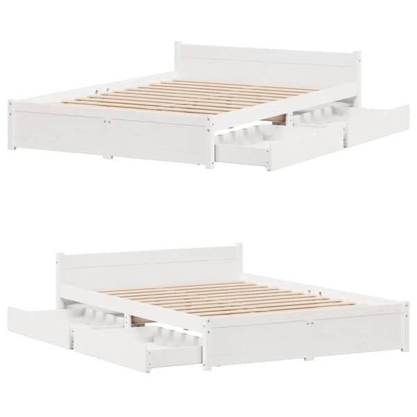 vidaXL sengeramme uden madras 150x200 cm massivt fyrretræ hvid