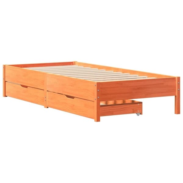 vidaXL Sengeramme uten madrass voksbrun 90x190 cm heltre furu