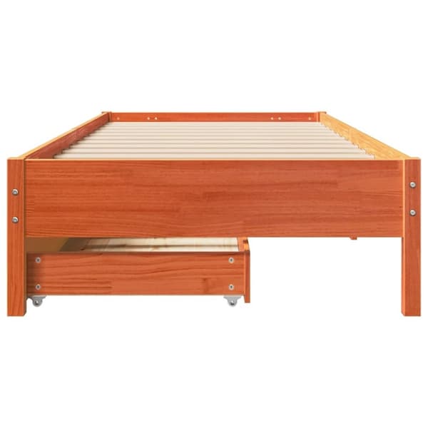 vidaXL Sengeramme uten madrass voksbrun 90x190 cm heltre furu