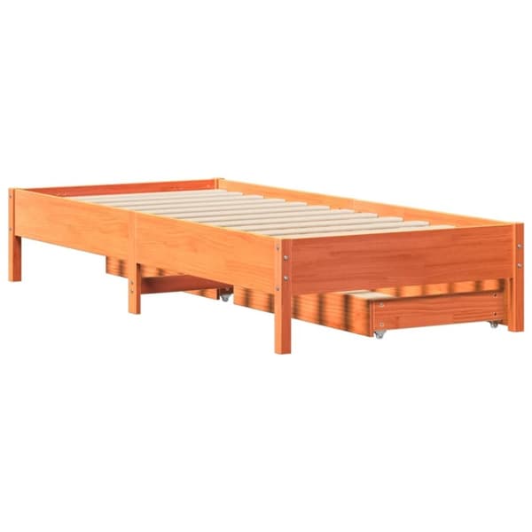vidaXL Sengeramme uten madrass voksbrun 90x190 cm heltre furu