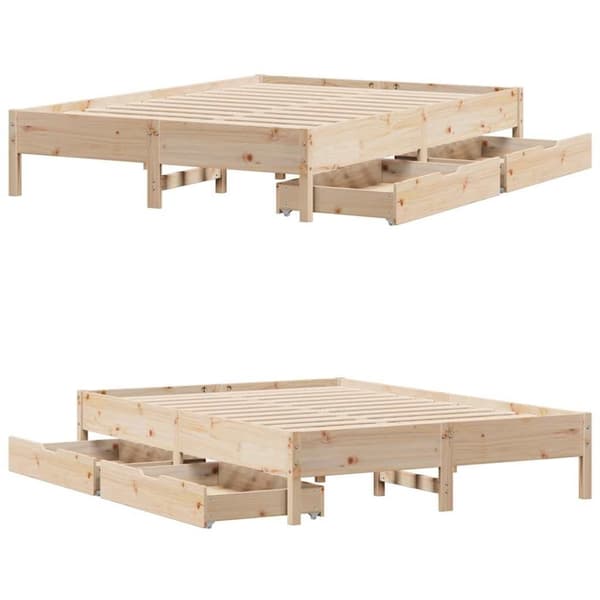 vidaXL Sengeramme uten madrass hvit 135x190 cm heltre furu