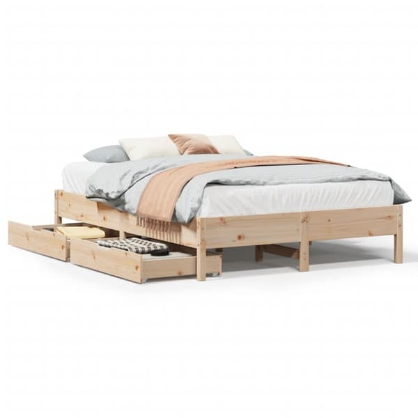 vidaXL Sengeramme uten madrass hvit 135x190 cm heltre furu