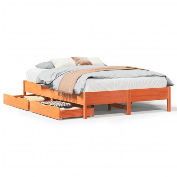vidaXL Sengeramme uten madrass voksbrun 140x190 cm heltre furu