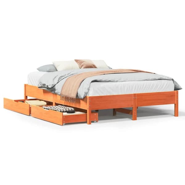 vidaXL Sengeramme uten madrass voksbrun 140x190 cm heltre furu