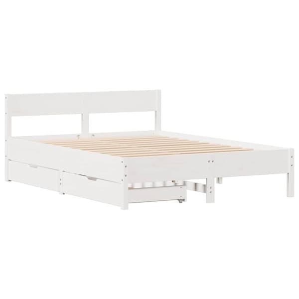 vidaXL Sengeramme uten madrass hvit 120x200 cm heltre furu