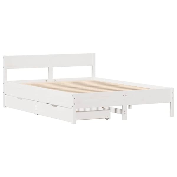 vidaXL sengeramme uden madras 120x200 cm massivt fyrretræ hvid