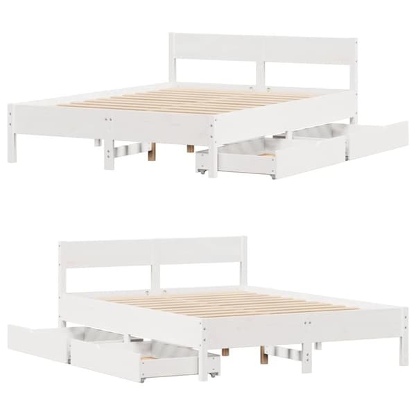 vidaXL sengeramme uden madras 120x200 cm massivt fyrretræ hvid