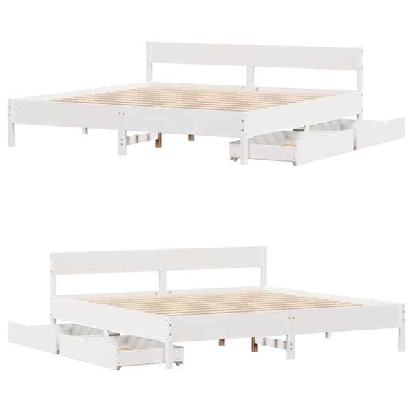 vidaXL sengeramme uden madras 160x200 cm massivt fyrretræ hvid