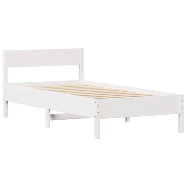 vidaXL Sängynrunko ilman patjaa valkoinen 100x200 cm täysi mänty