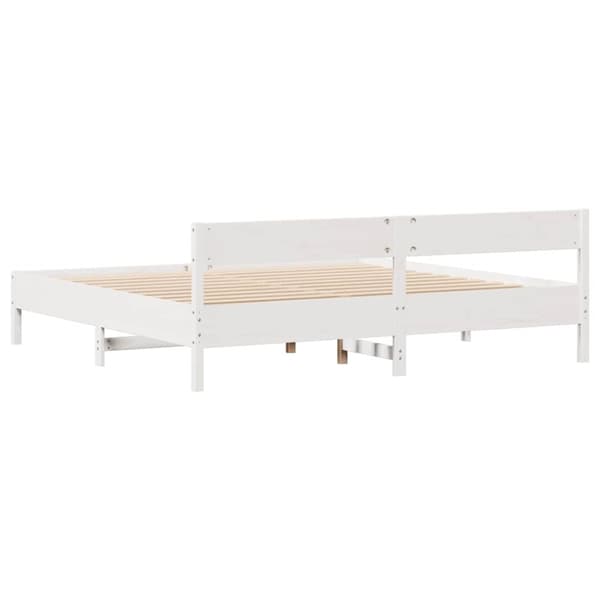 vidaXL sengeramme uden madras 200x200 cm massivt fyrretræ hvid