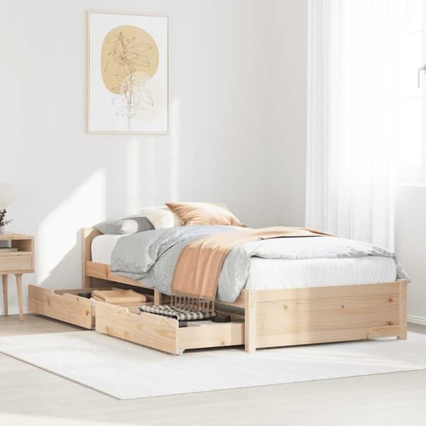vidaXL Sängynrunko ilman patjaa 90x190 cm täysi mänty