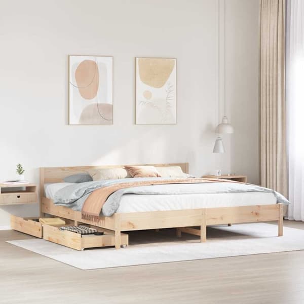 vidaXL sengeramme uden madras 200x200 cm massivt fyrretræ