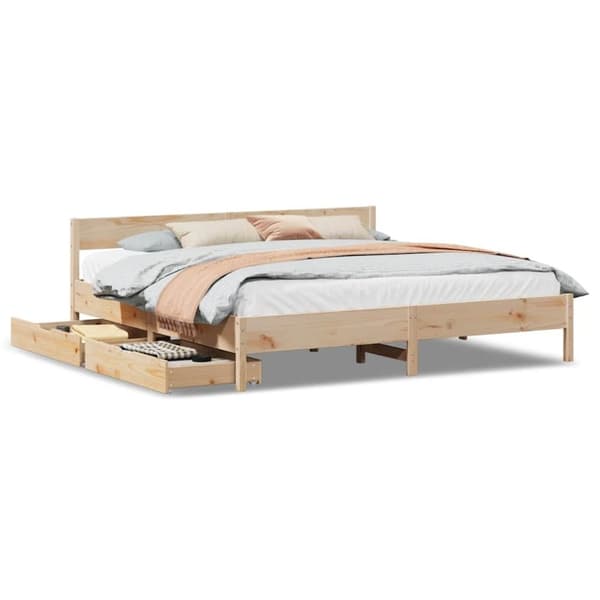 vidaXL Sengeramme med madrass 200x200 cm heltre furu