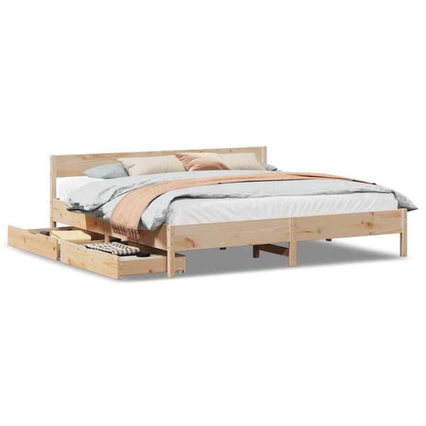 vidaXL Sengeramme med madrass 200x200 cm heltre furu
