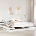 Miniatyrbilde 2 av 11: vidaXL Sengeramme med madrass hvit 200x200 cm heltre furu