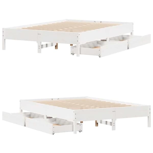 vidaXL Sengeramme uten madrass hvit 135x190 cm heltre furu