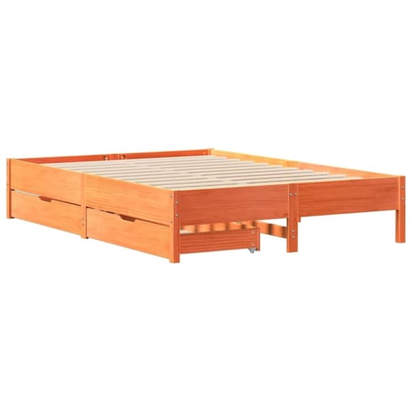 vidaXL Sengeramme uten madrass voksbrun 140x200 cm heltre furu