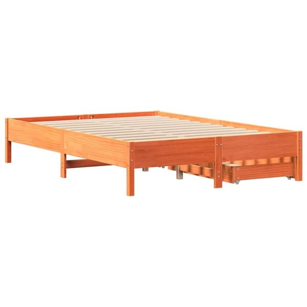 vidaXL Sengeramme uten madrass voksbrun 140x200 cm heltre furu