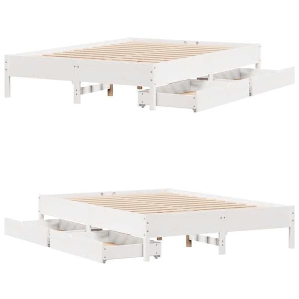 vidaXL Sengeramme uten madrass hvit 120x200 cm heltre furu
