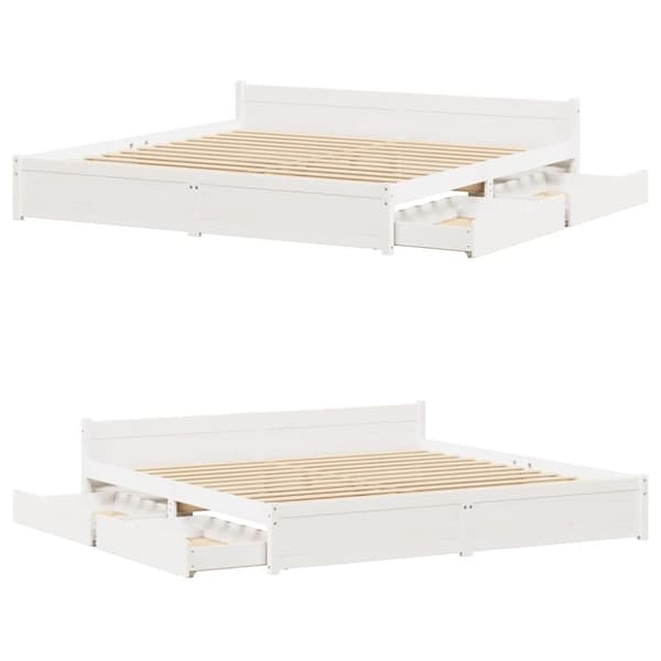 vidaXL sengeramme uden madras 180x200 cm massivt fyrretræ hvid
