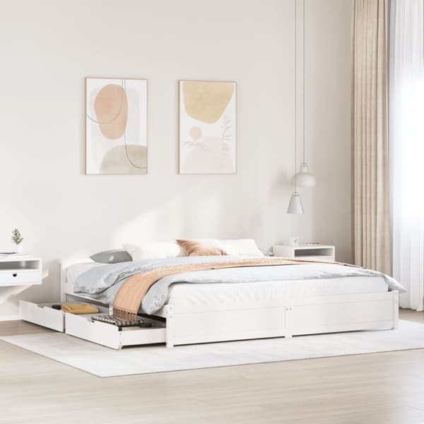 vidaXL sengeramme uden madras 180x200 cm massivt fyrretræ hvid