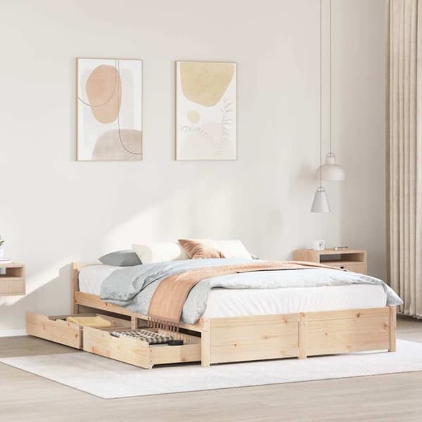 vidaXL sengeramme uden madras 140x200 cm massivt fyrretræ