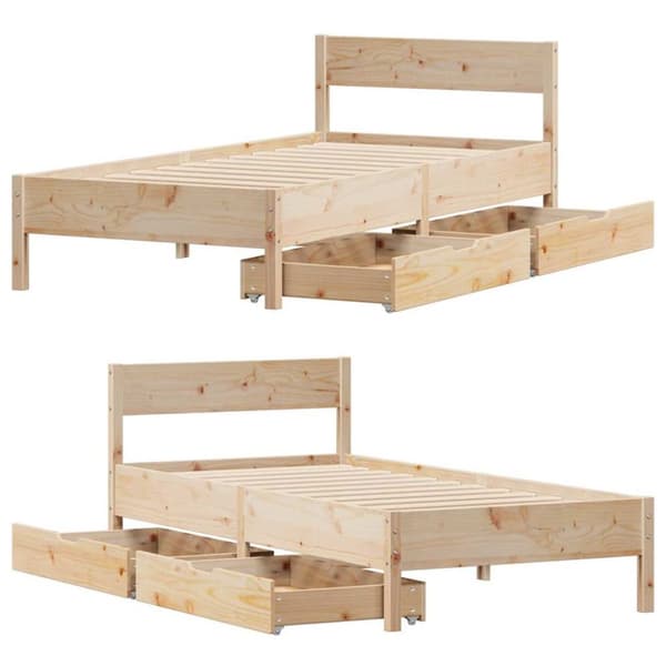 vidaXL Sengeramme uten madrass 90x200 cm heltre furu