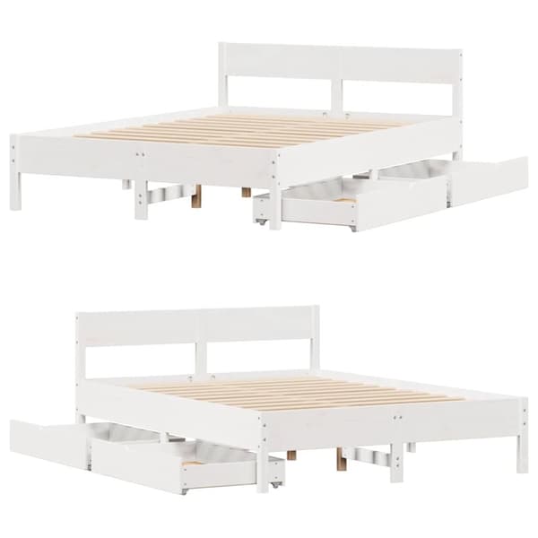 vidaXL Sengeramme uten madrass hvit 150x200 cm heltre furu