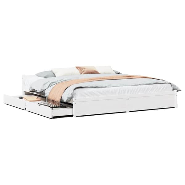 vidaXL Sängram utan madrass vit 200x200 cm massiv furu