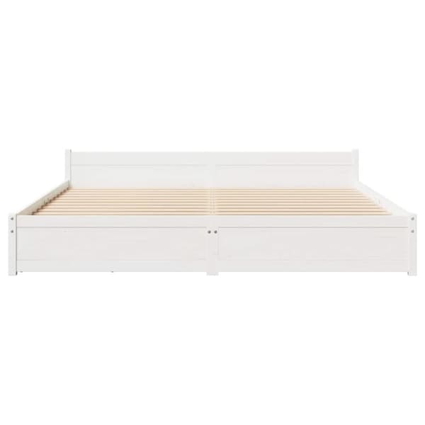 vidaXL Sängram utan madrass vit 200x200 cm massiv furu