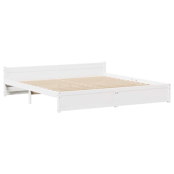 vidaXL Sängram utan madrass vit 200x200 cm massiv furu