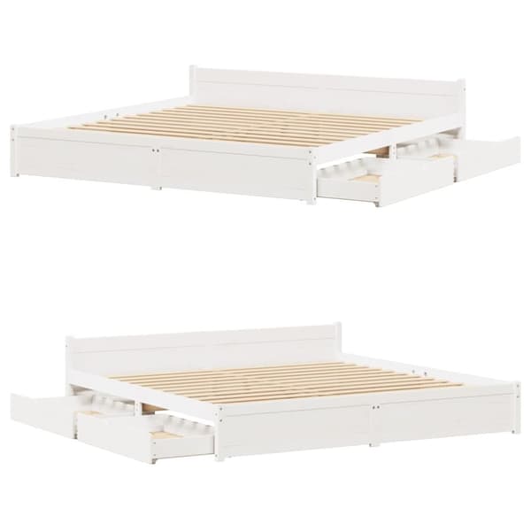 vidaXL Sängram utan madrass vit 200x200 cm massiv furu
