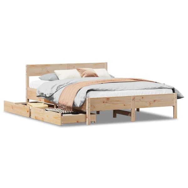 vidaXL Sängynrunko ilman patjaa 135x190 cm täysi mänty