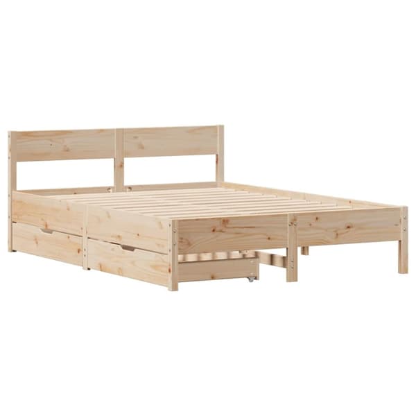 vidaXL Sängynrunko ilman patjaa 135x190 cm täysi mänty