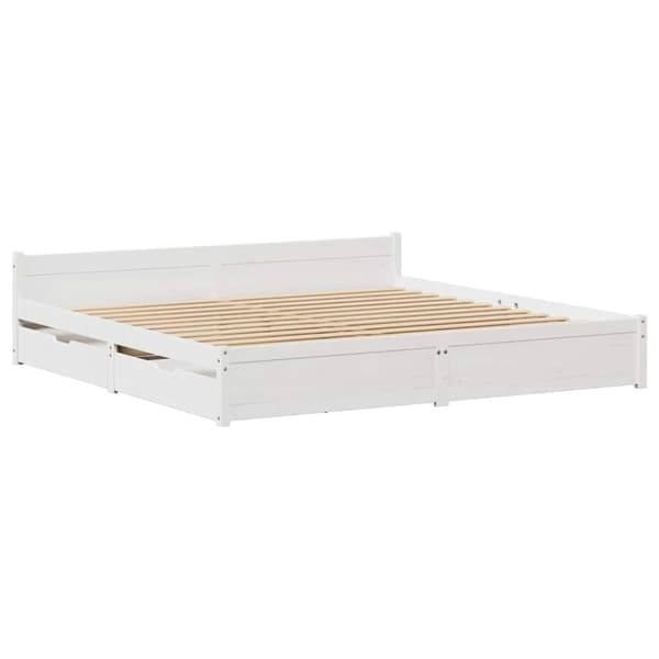 vidaXL Sängynrunko ilman patjaa valkoinen 200x200 cm täysi mänty