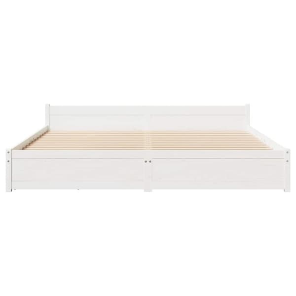 vidaXL Sängynrunko ilman patjaa valkoinen 200x200 cm täysi mänty