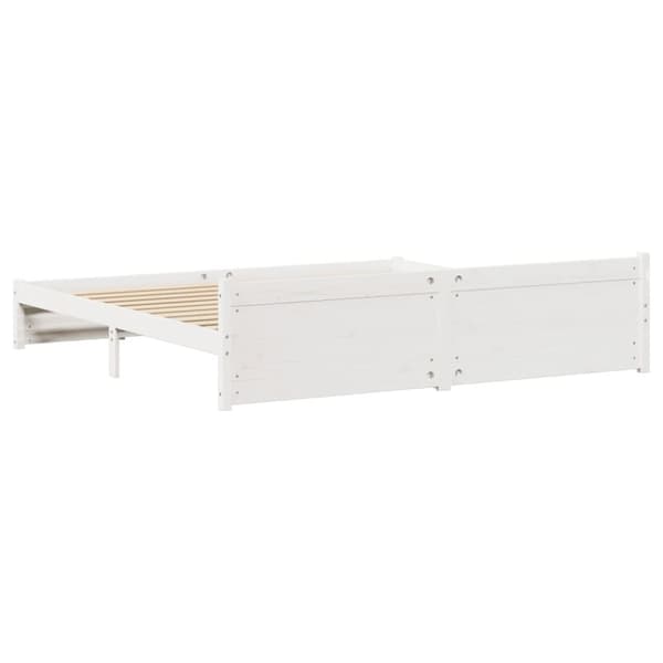vidaXL Sängynrunko ilman patjaa valkoinen 200x200 cm täysi mänty
