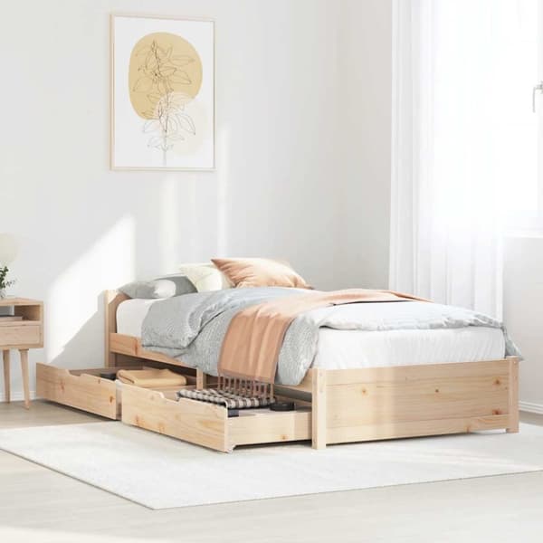 vidaXL Sängynrunko ilman patjaa 75x190 cm täysi mänty