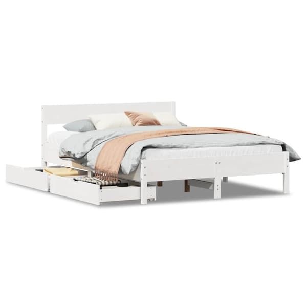 vidaXL sengeramme uden madras 120x190 cm massivt fyrretræ hvid