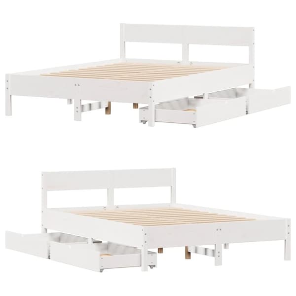 vidaXL sengeramme uden madras 120x190 cm massivt fyrretræ hvid