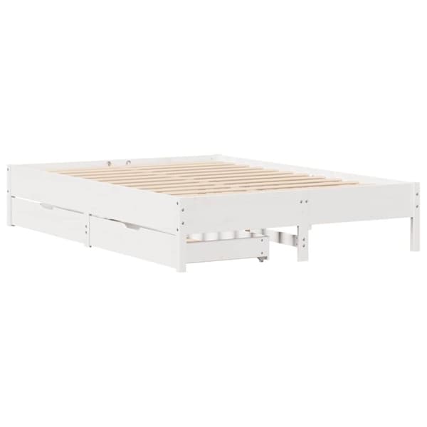 vidaXL sengeramme uden madras 140x190 cm massivt fyrretræ hvid