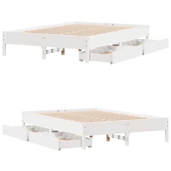 vidaXL sengeramme uden madras 140x190 cm massivt fyrretræ hvid