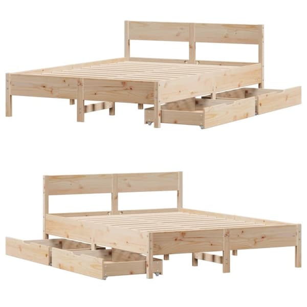 vidaXL sengeramme uden madras 140x190 cm massivt fyrretræ