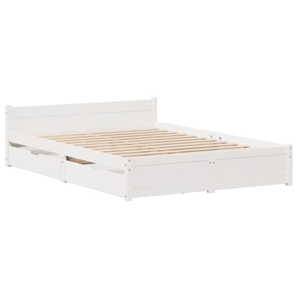 vidaXL sengeramme uden madras 140x200 cm massivt fyrretræ hvid