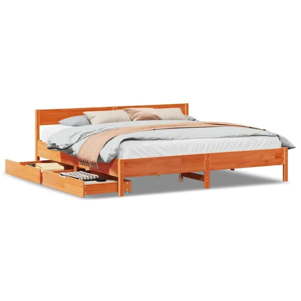 vidaXL Sengeramme uten madrass voksbrun 160x200 cm heltre furu