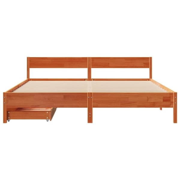 vidaXL Sengeramme uten madrass voksbrun 160x200 cm heltre furu