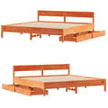 Miniatyrbilde 10 av 11: vidaXL Sengeramme uten madrass voksbrun 160x200 cm heltre furu