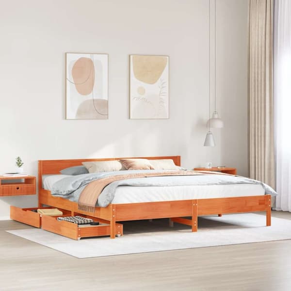 vidaXL Sengeramme uten madrass voksbrun 160x200 cm heltre furu