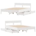 Miniatyrbilde 10 av 11: vidaXL Sengeramme uten madrass hvit 135x190 cm heltre furu