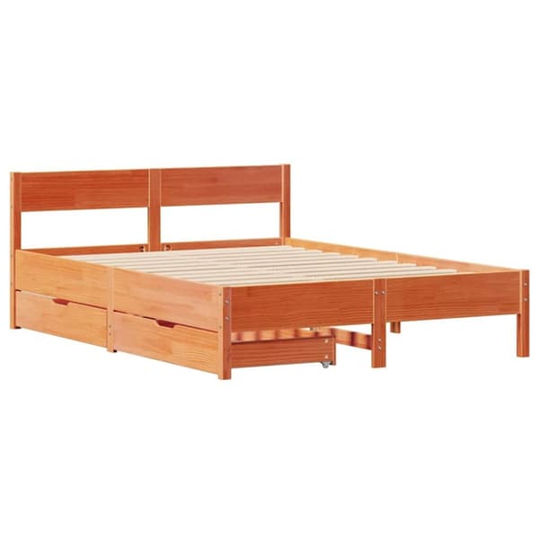 vidaXL Sengeramme uten madrass voksbrun 120x200 cm heltre furu